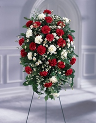 Crimson & White Standing Spray from Lloyd's Florist, local florist in Louisville,KY